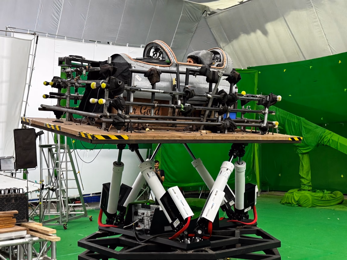 The motion base on the virtual production floor