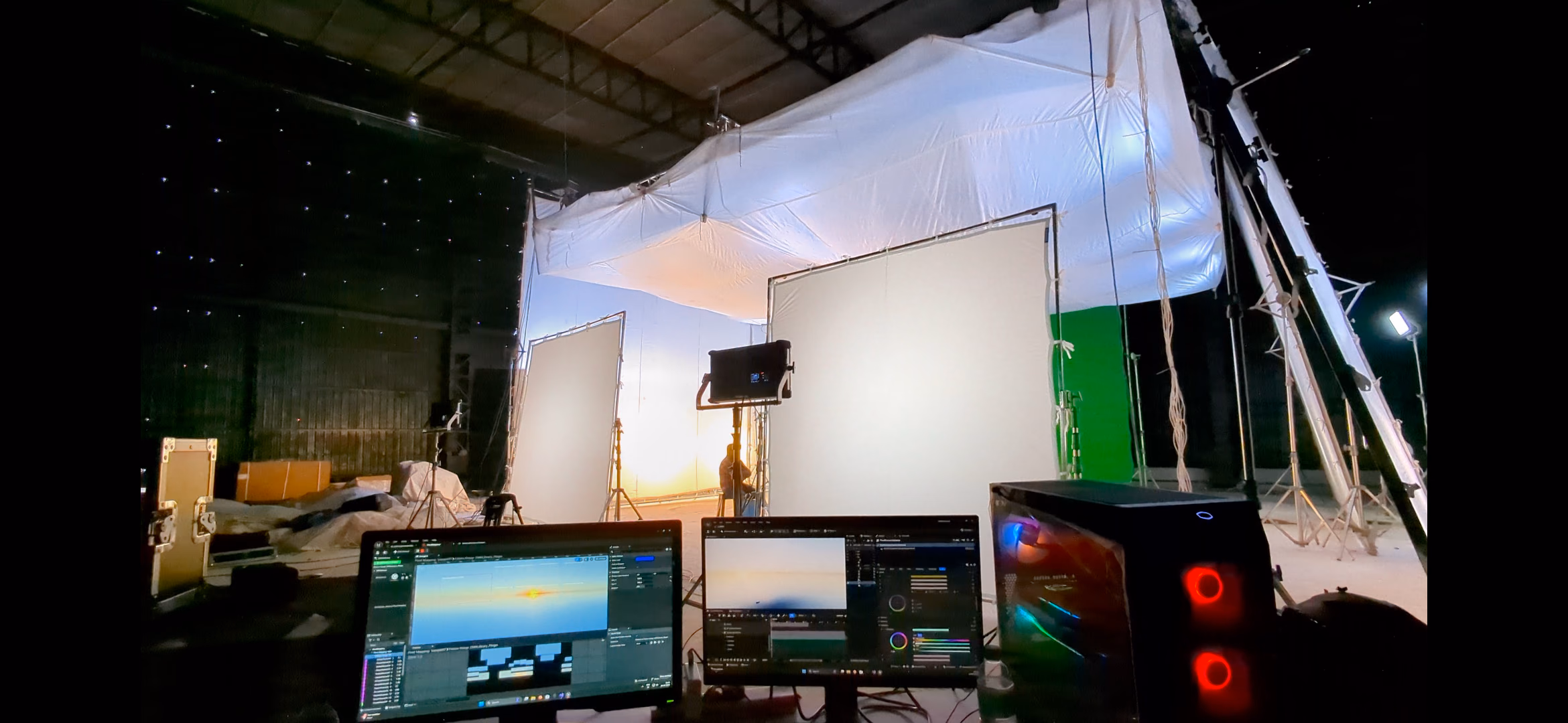 Pixel-mapped light synced to the virtual set