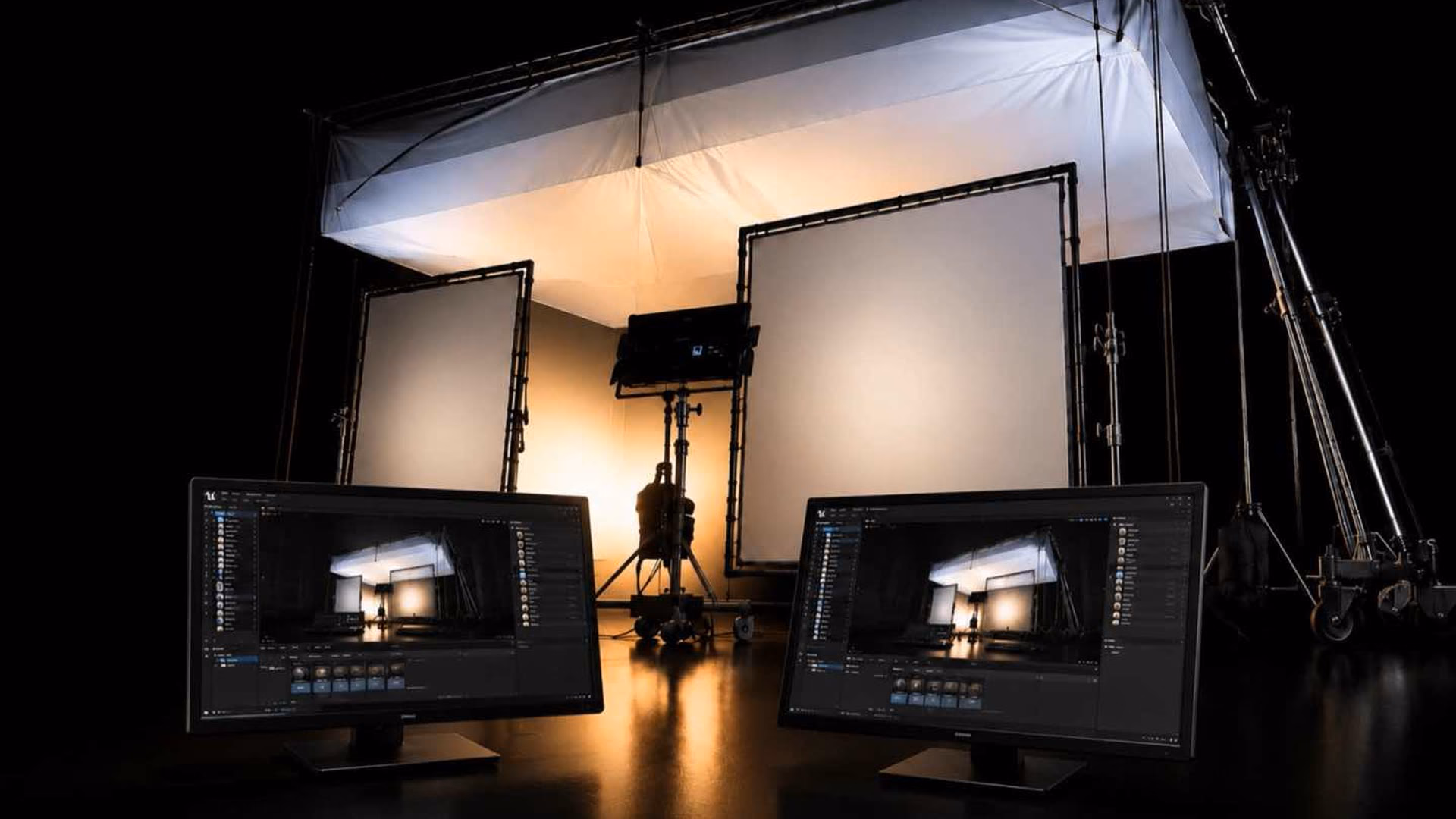 A lighting grid reacting to a scene
